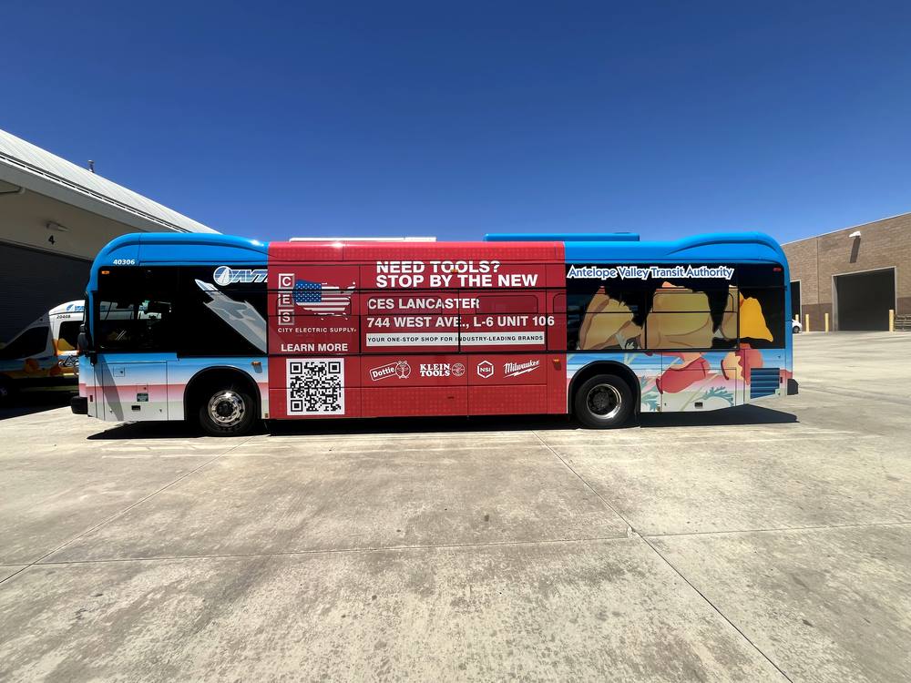 AVTA transit bus campaign wrap
