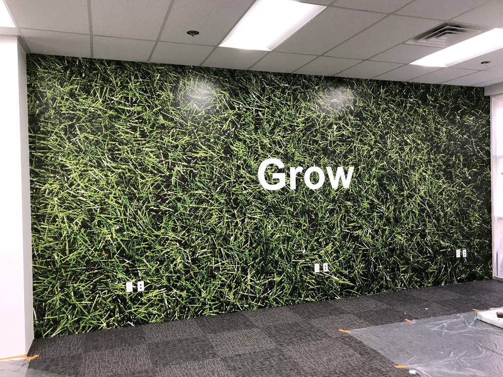 Grow grass-print office wall graphic