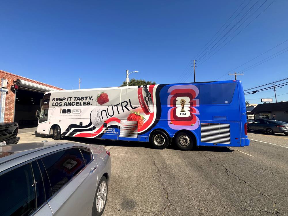 NÜTRL motorcoach wrap installed by Molina