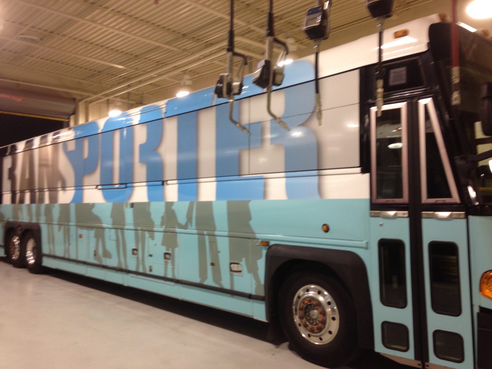 Transit coach wrap, side detail